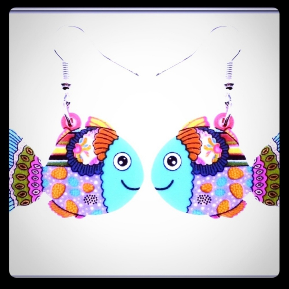 Fish Acrylic Multicolored Earrings
